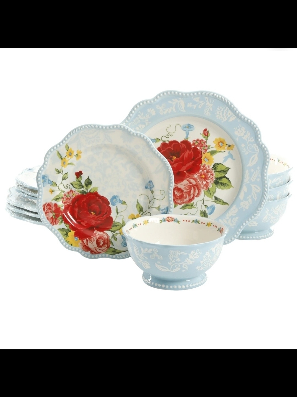 The Pioneer Woman Sweet Rose 12 Piece Tableware Game